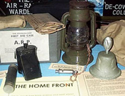 Photo: A collection of equipment belonging to an air raid warden