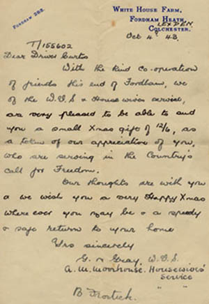 An WVS letter to a prisoner of war